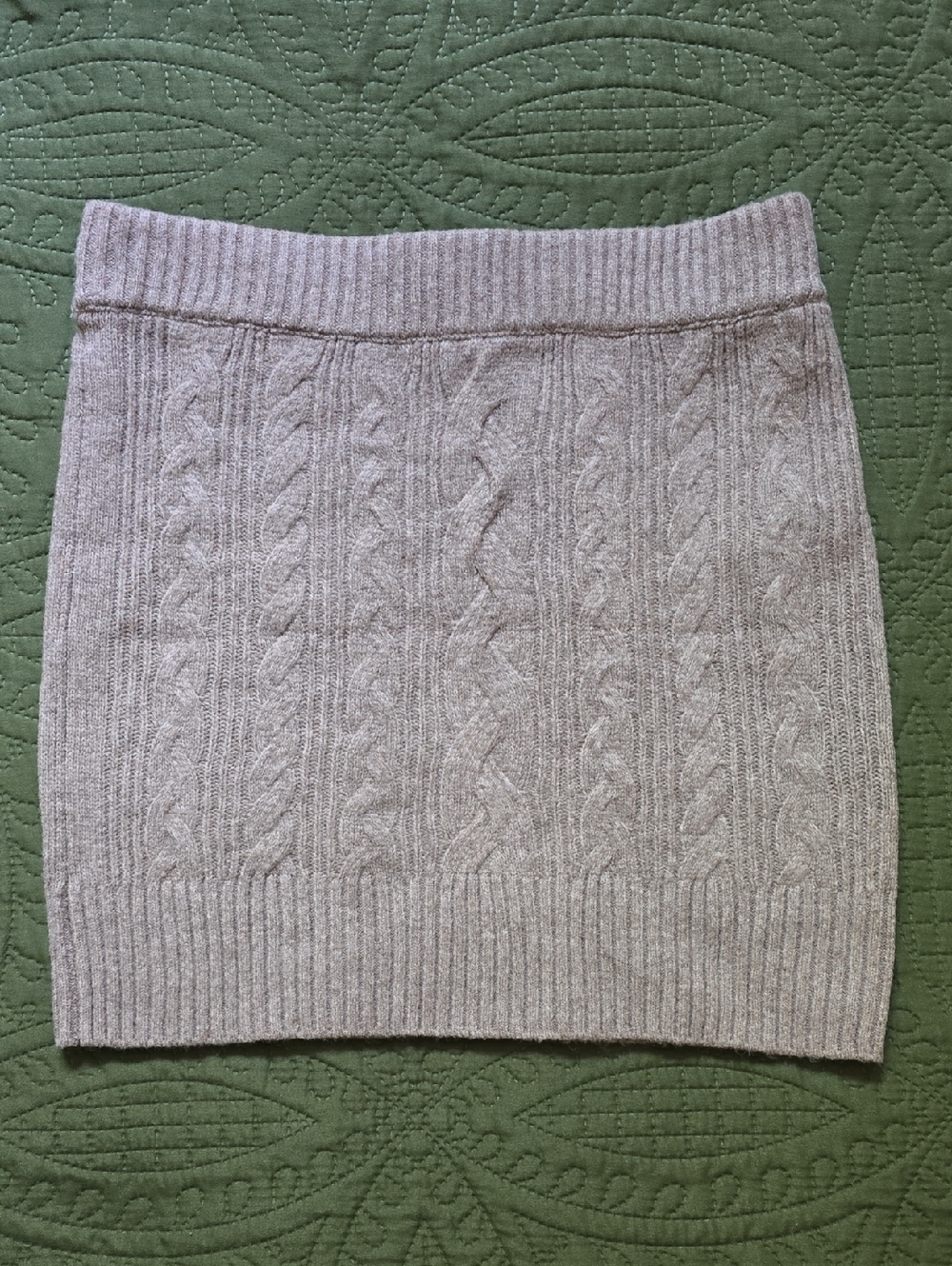 Noisy May Cable Knit Mini Skirt in Light Taupe Heather
